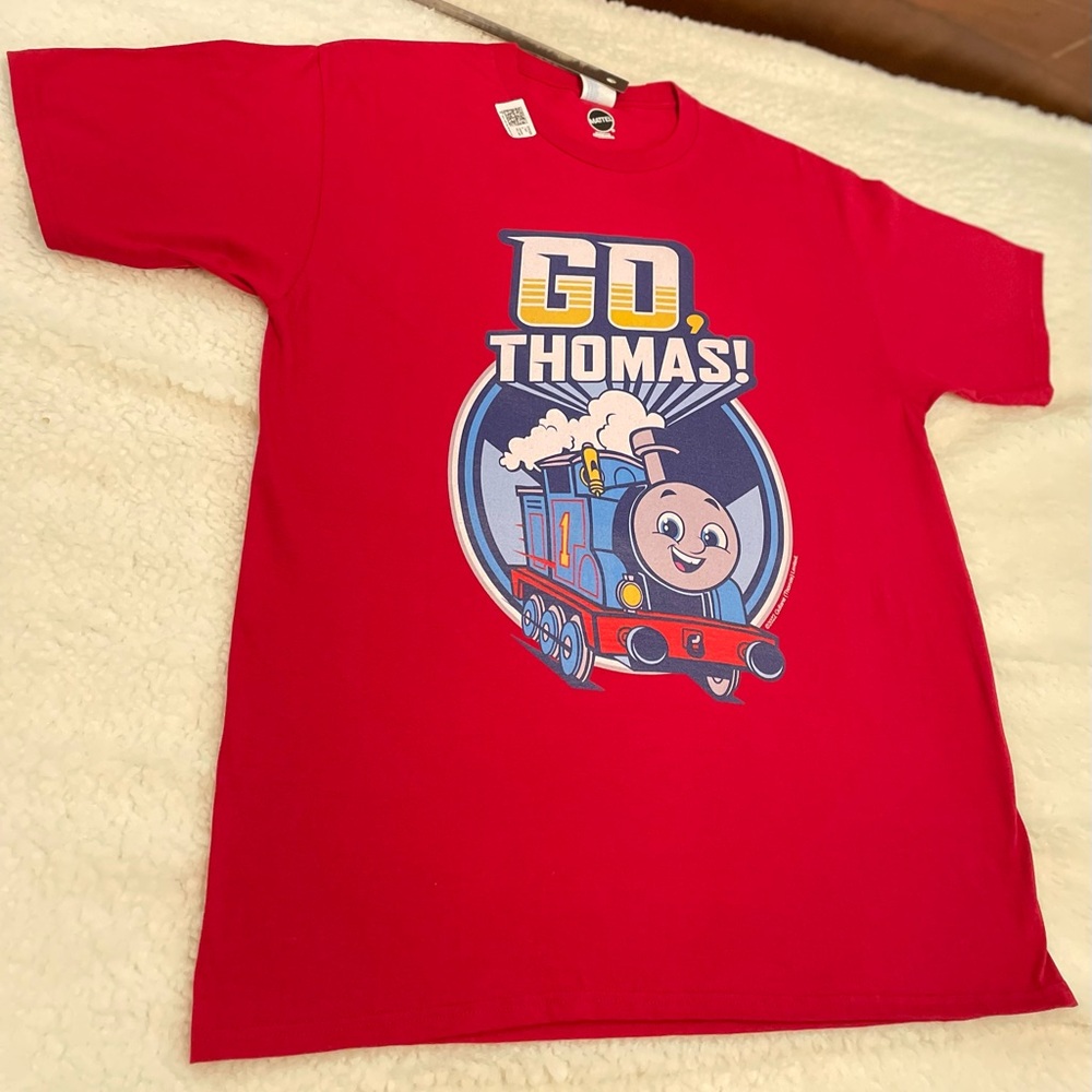 NEW Mattel Go Thomas Go T-Shirt Size L Red Color 100% Cotton.
